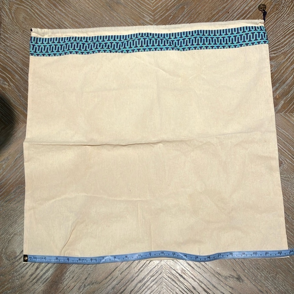 EUC Tory Burch Dust Cover Bag Blue Trim Shoe Purse 23” X 23” - Picture 2 of 5